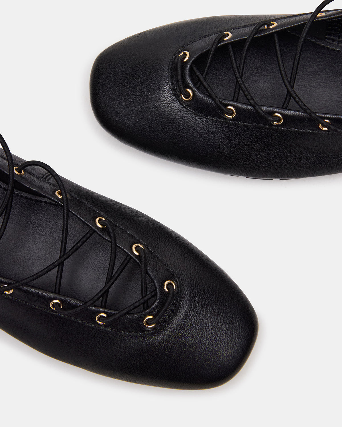 POINTE Black Leather Women's Ballet Square-Toe Flat