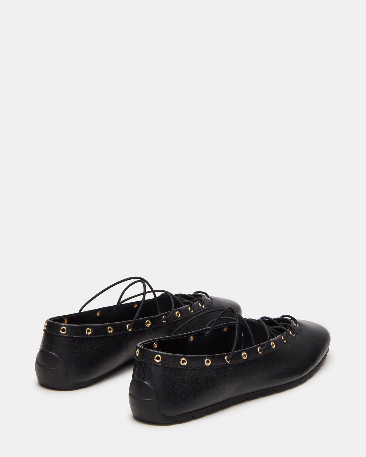 POINTE Black Leather Women's Ballet Square-Toe Flat
