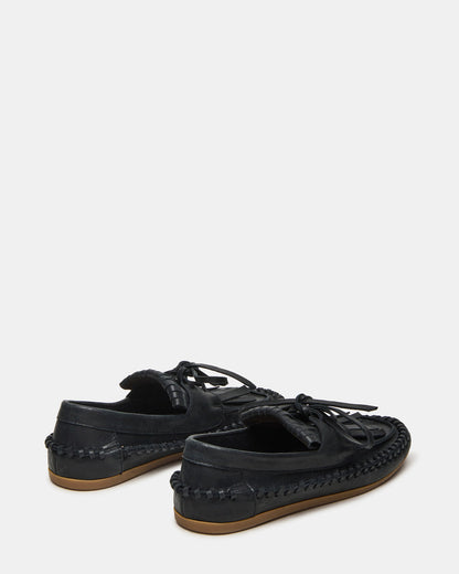 SAMUAL Black Distressed Fringe Boat Women's Loafer