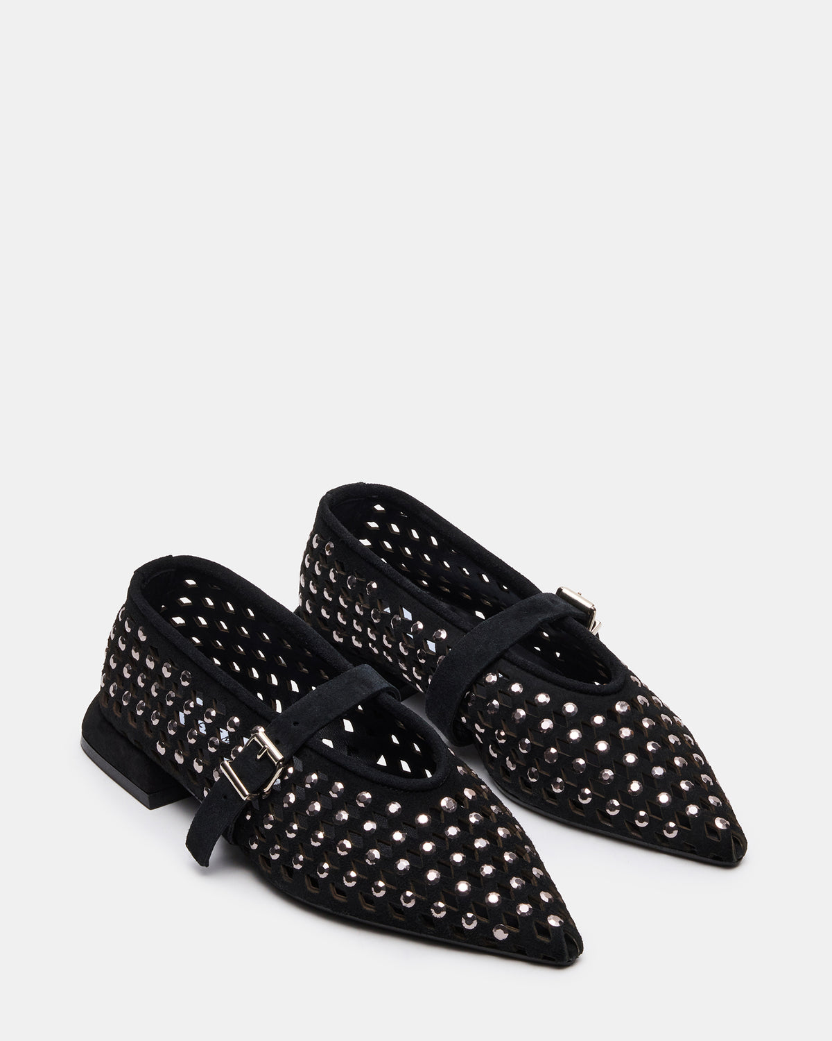 NICO Black Suede Women's Pointed-Toe Mary Jane Flat