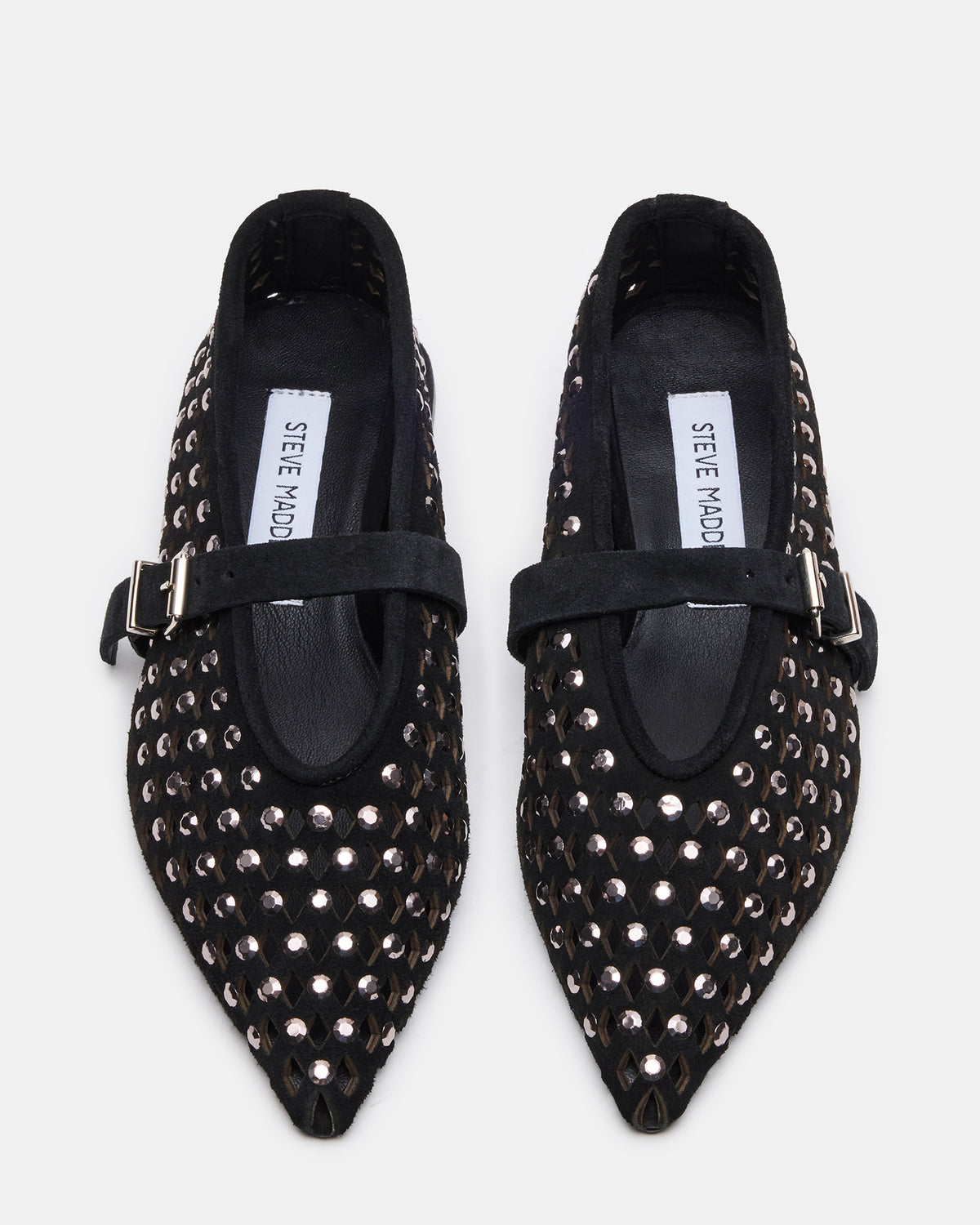 NICO Black Suede Women's Pointed-Toe Mary Jane Flat