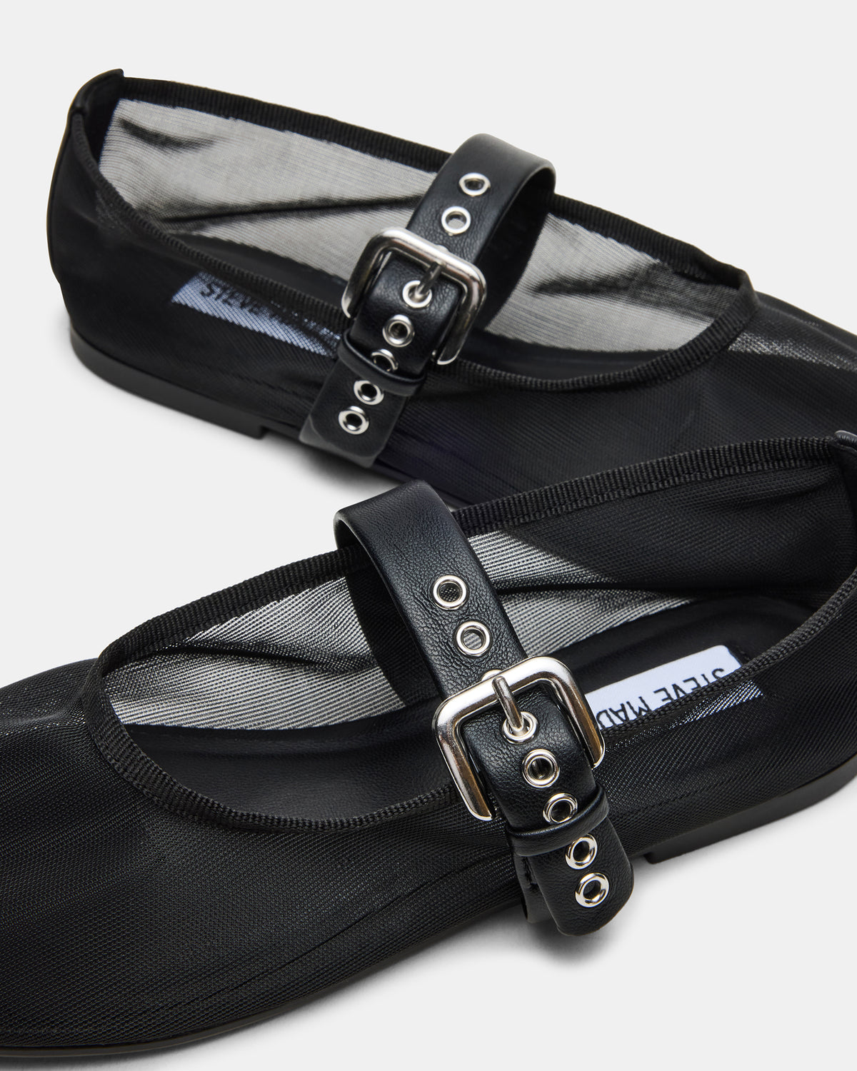 MITSY Black/Black Mary Jane Mesh Ballet Women's Flat