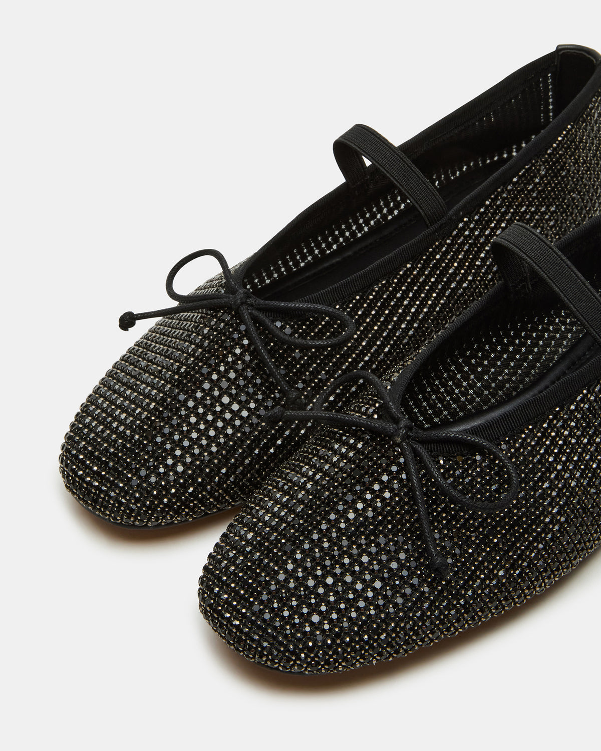 DELARA Rhinestones Black Multi Mary Jane Ballet Women's Flat