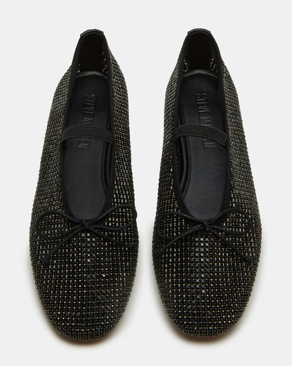 DELARA Rhinestones Black Multi Mary Jane Ballet Women's Flat