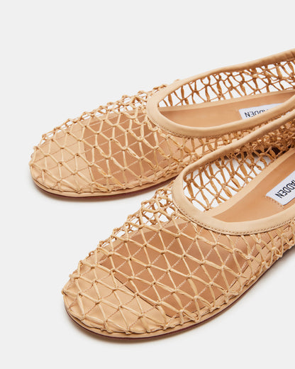 AMBROSIA Tan Women's Net Caged Ballet Flat