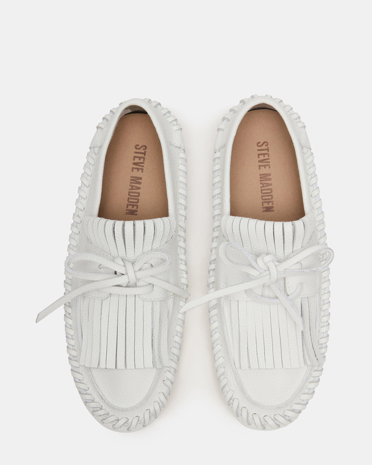 SAMUAL White Leather Fringe Boat Women's Loafer