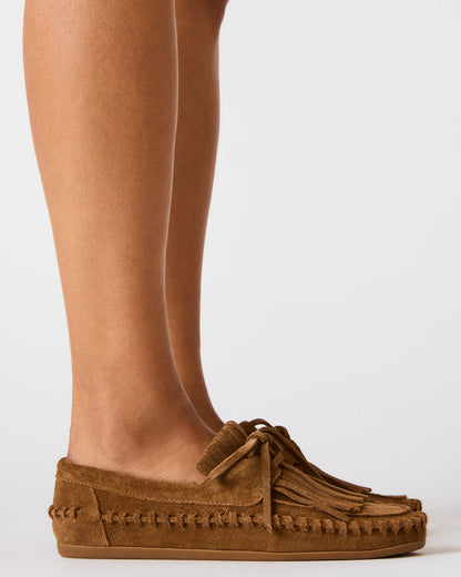 SAMUAL White Leather Fringe Boat Women's Loafer