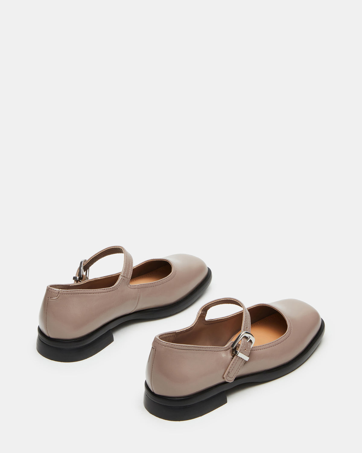 DELANCY Taupe Leather Women's Mary Jane Flats