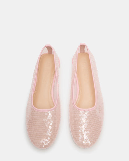 GARCELLE Pink Sequin Women's Ballet Flats