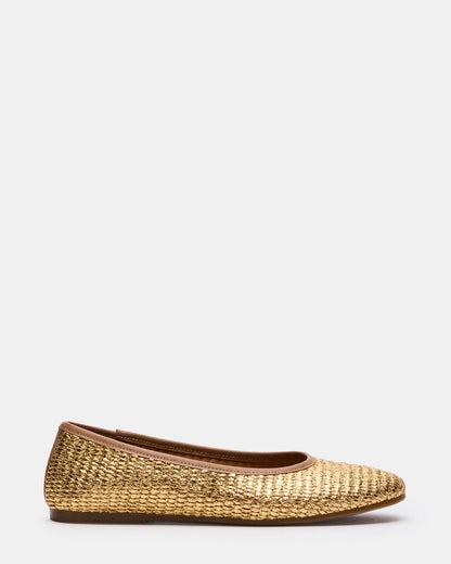 MERLOT Gold Raffia Ballet Women's Flat