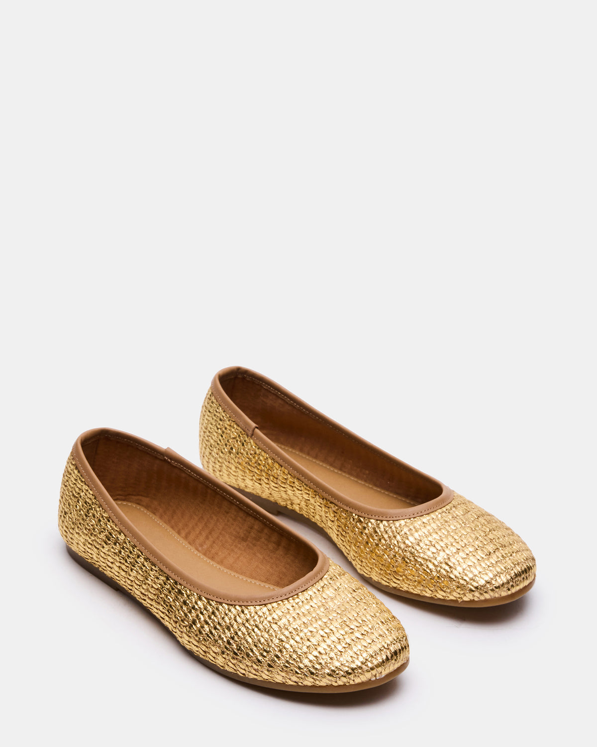 MERLOT Gold Raffia Ballet Women's Flat