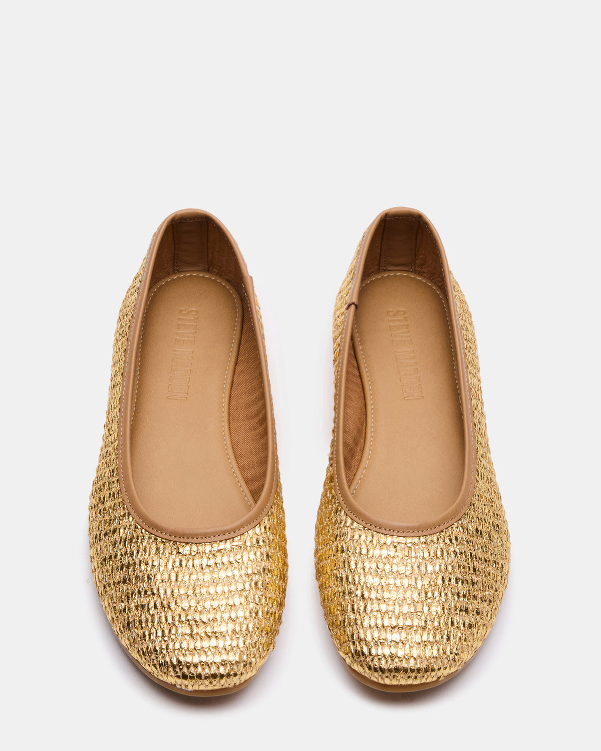 MERLOT Gold Raffia Ballet Women's Flat