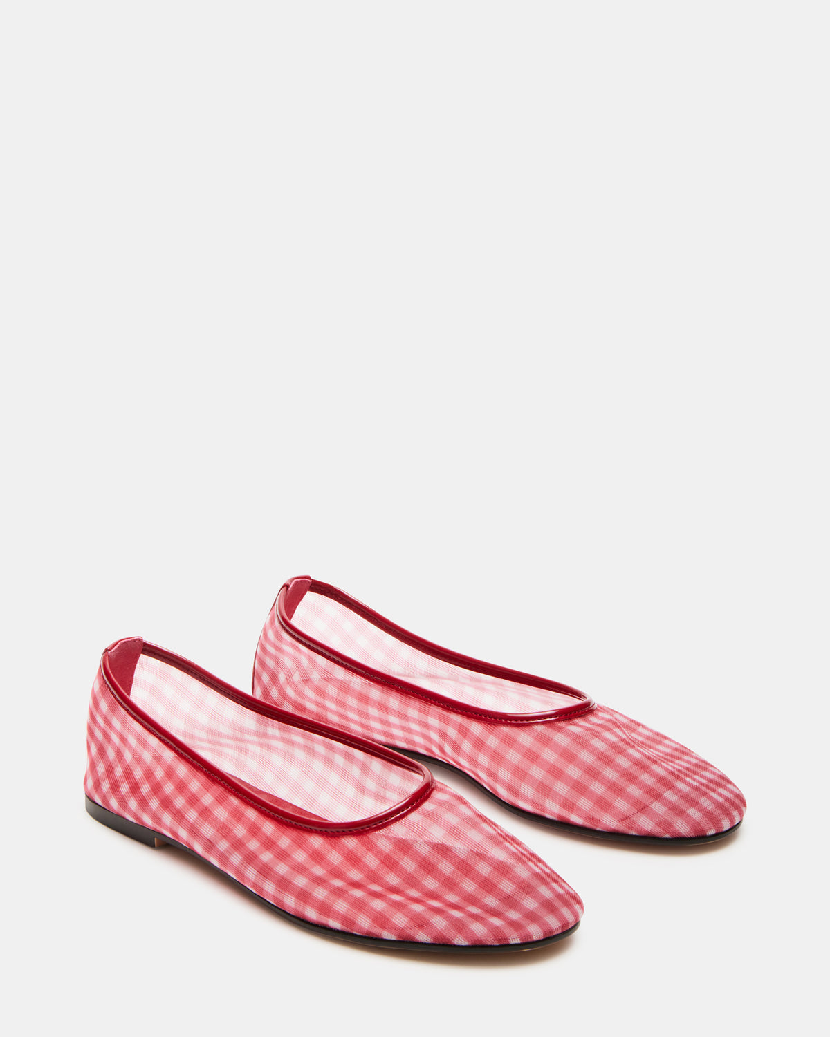 MEADOW Red Gingham Mesh Women's Ballet Flats