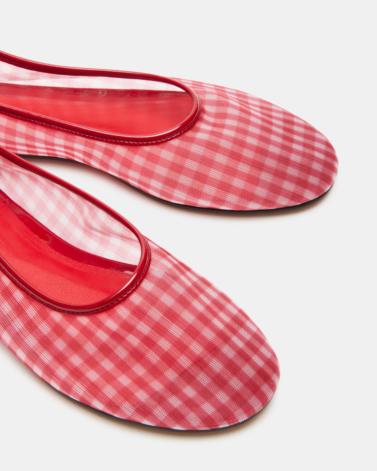 MEADOW Red Gingham Mesh Women's Ballet Flats