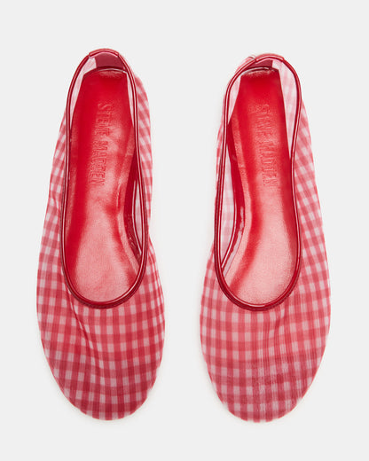 MEADOW Red Gingham Mesh Women's Ballet Flats