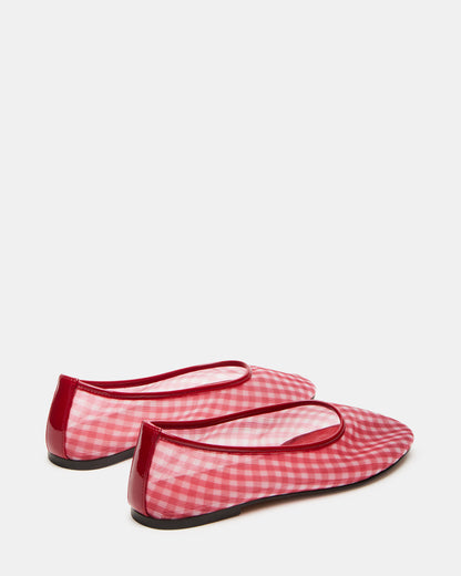 MEADOW Red Gingham Mesh Women's Ballet Flats