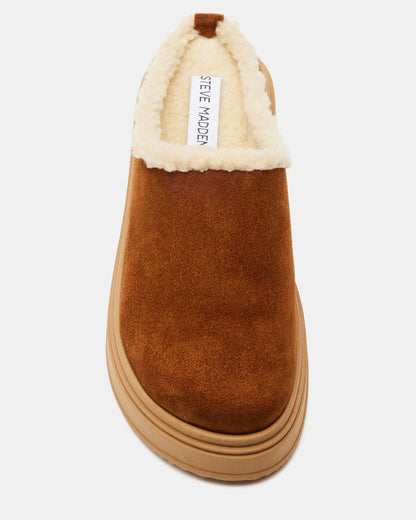 SMORES Tan Suede Faux Fur Slip-On | Women's Flats