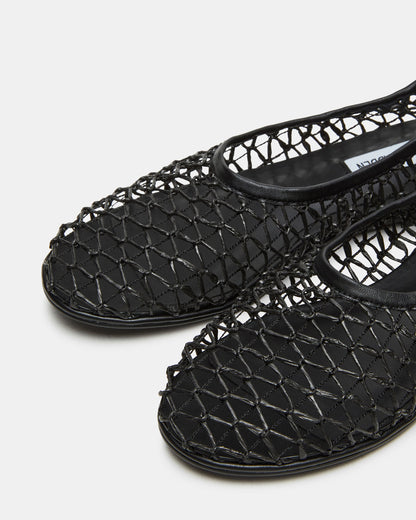 AMBROSIA Black Women's Net Caged Ballet Flat