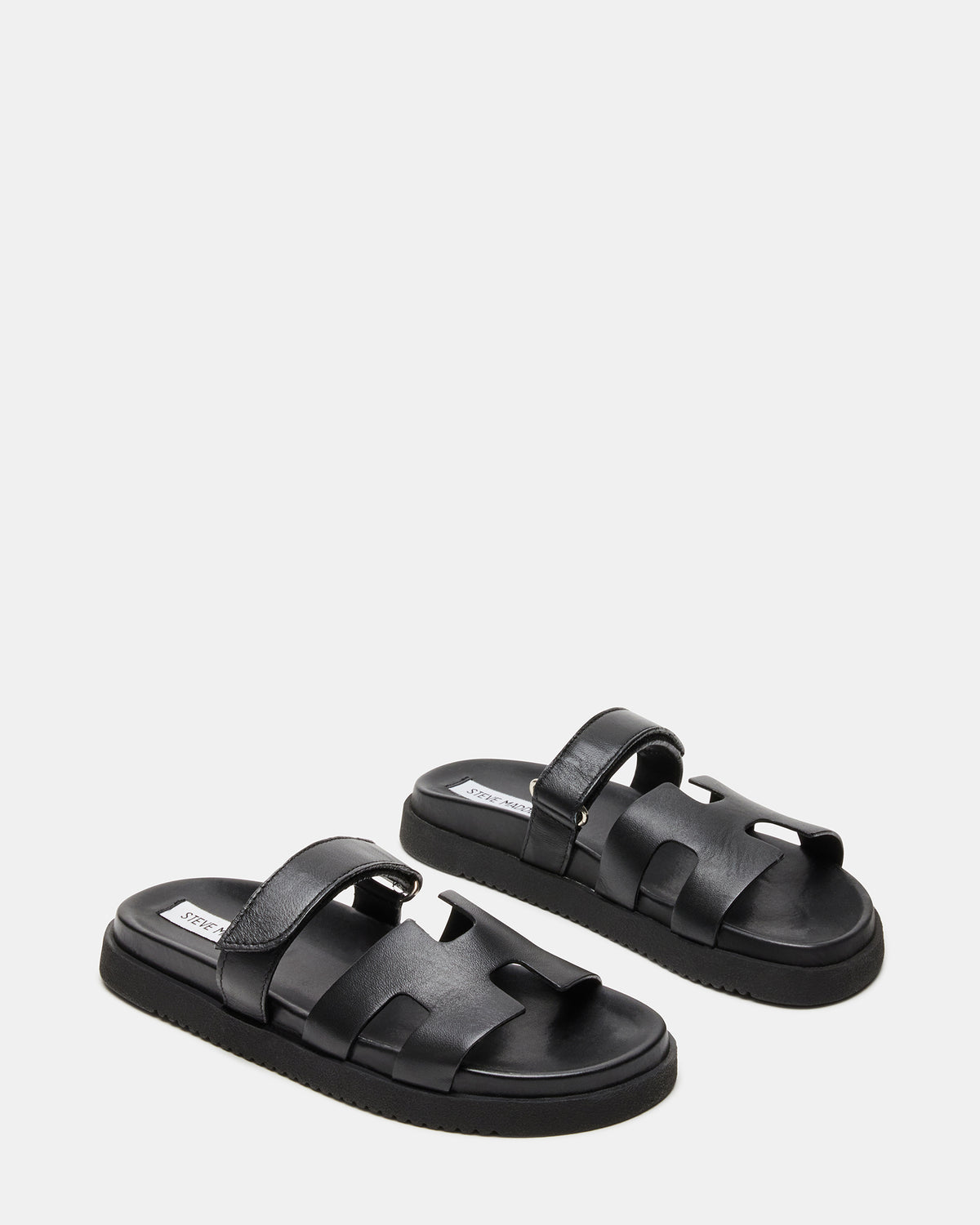 MAYVEN Black Leather Flatform Slide Women's Sandal