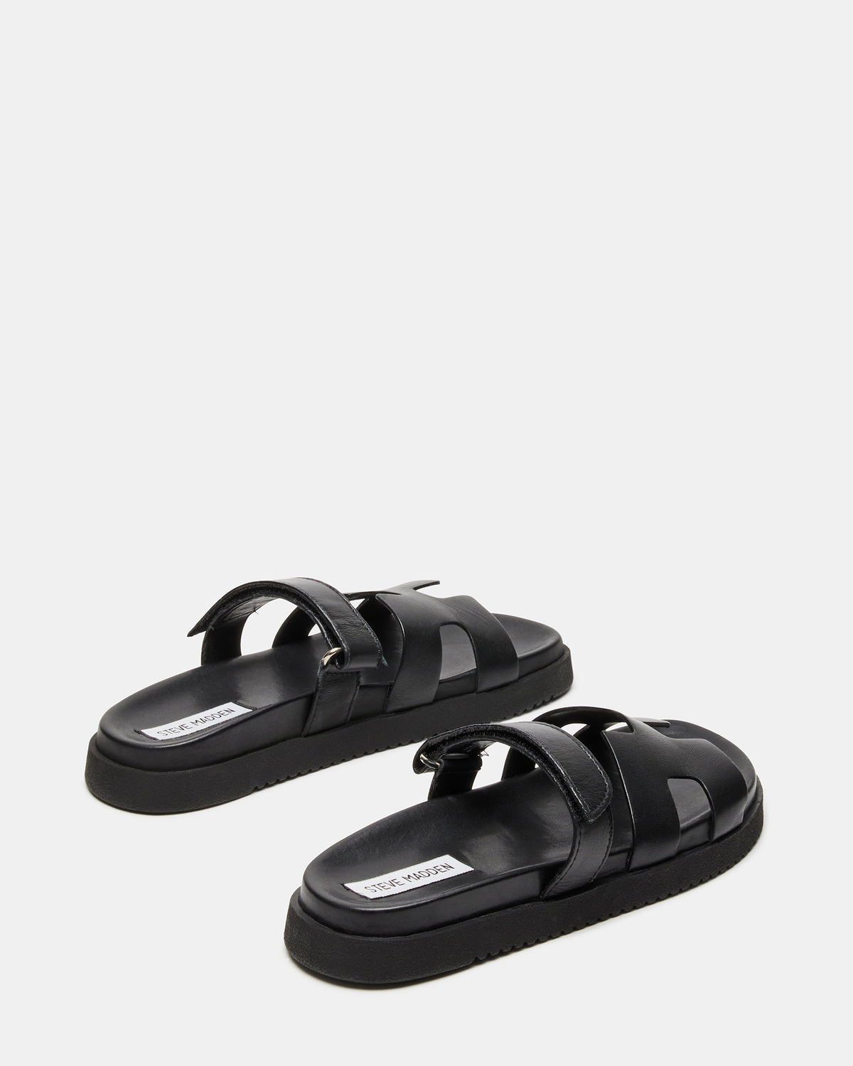 MAYVEN Black Leather Flatform Slide Women's Sandal