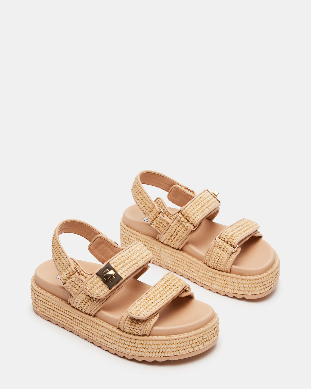 BIGMONA Natural Raffia Leather Women's Platform Sandal