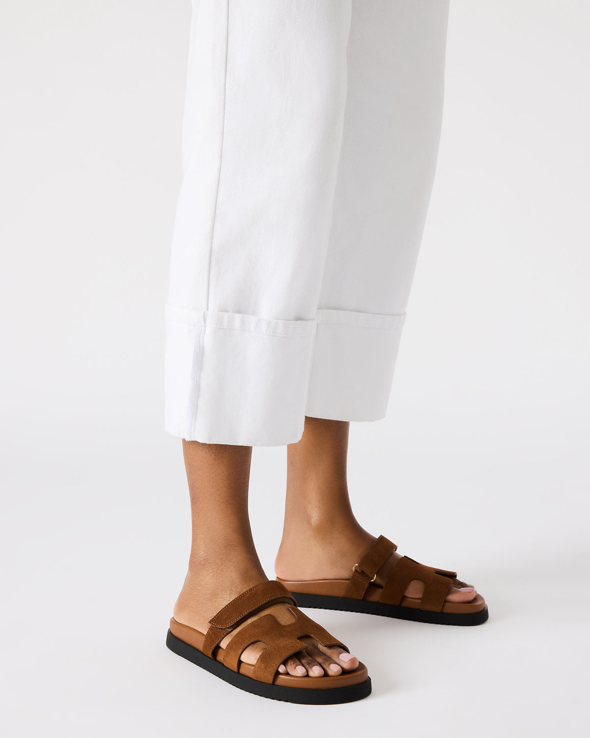 MAYVEN Camel Suede Flatform Slide Women's Sandal