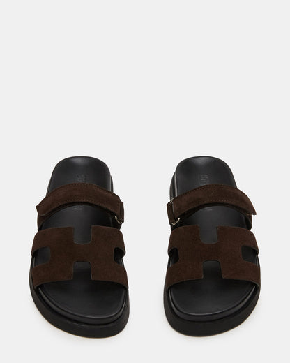 MAYVEN Chocolate Brown Suede Flatform Slide Women's Sandal