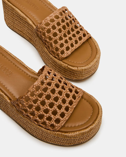 BRANDY Raffia Woven Mule Platform Slide Women's Sandal
