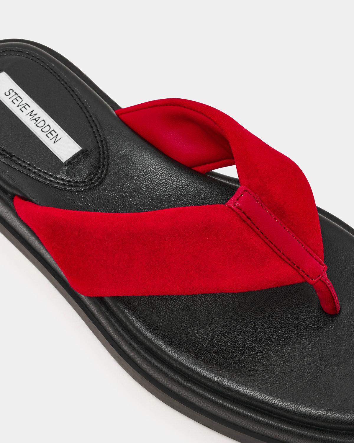 BELLA Red Suede Thong Square-Toe Platform Women's Sandal