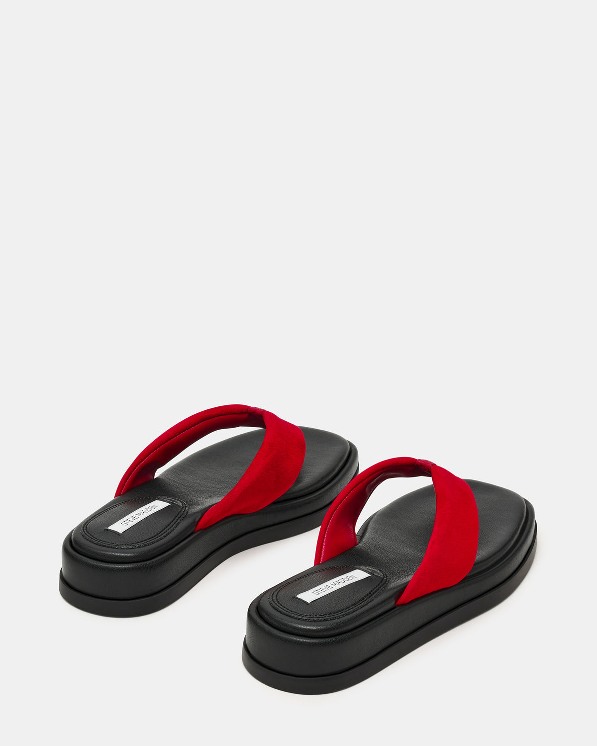 BELLA Red Suede Thong Square-Toe Platform Women's Sandal