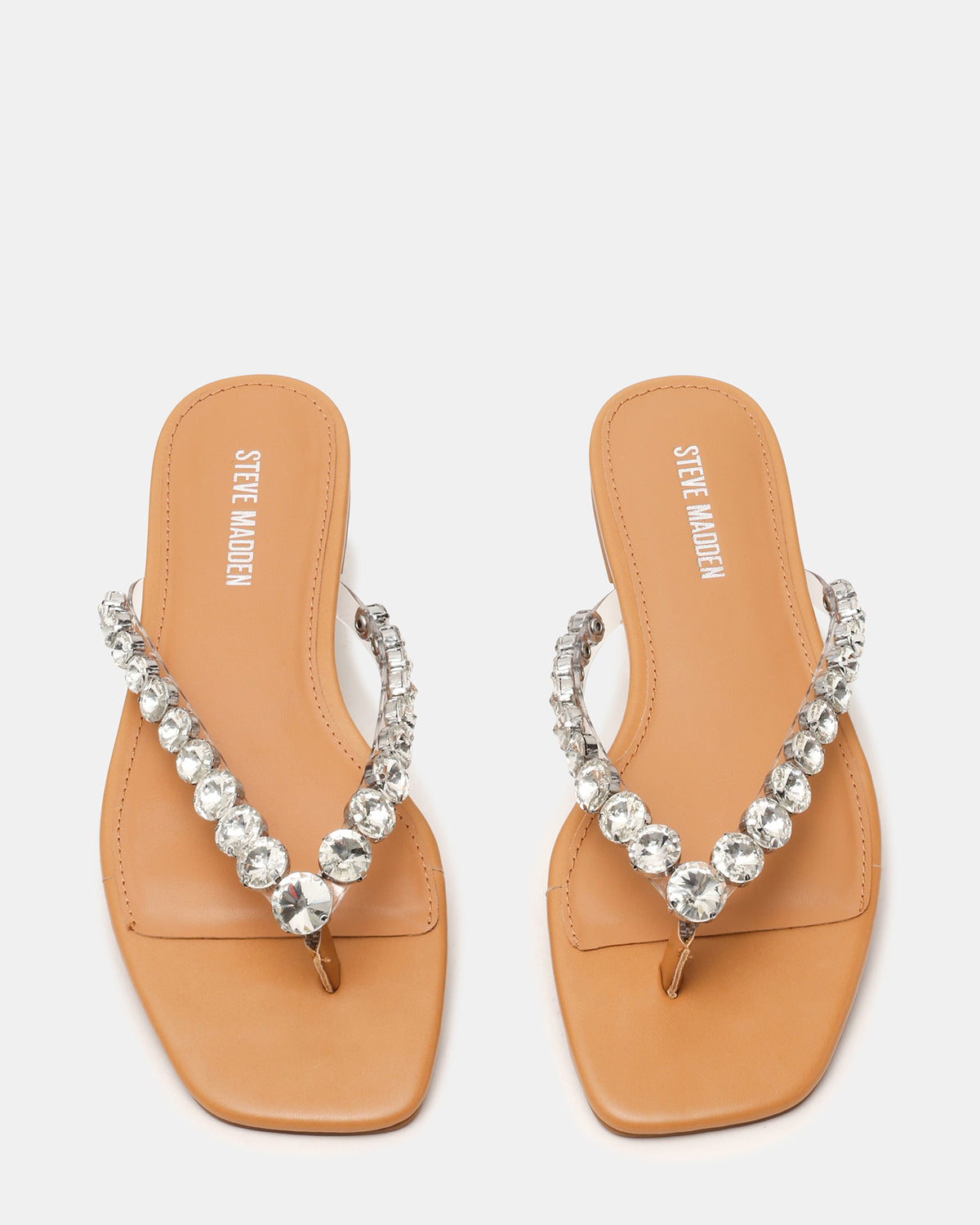 MARBLE Rhinestones Silver Multi Thong Square-Toe Women's Sandal