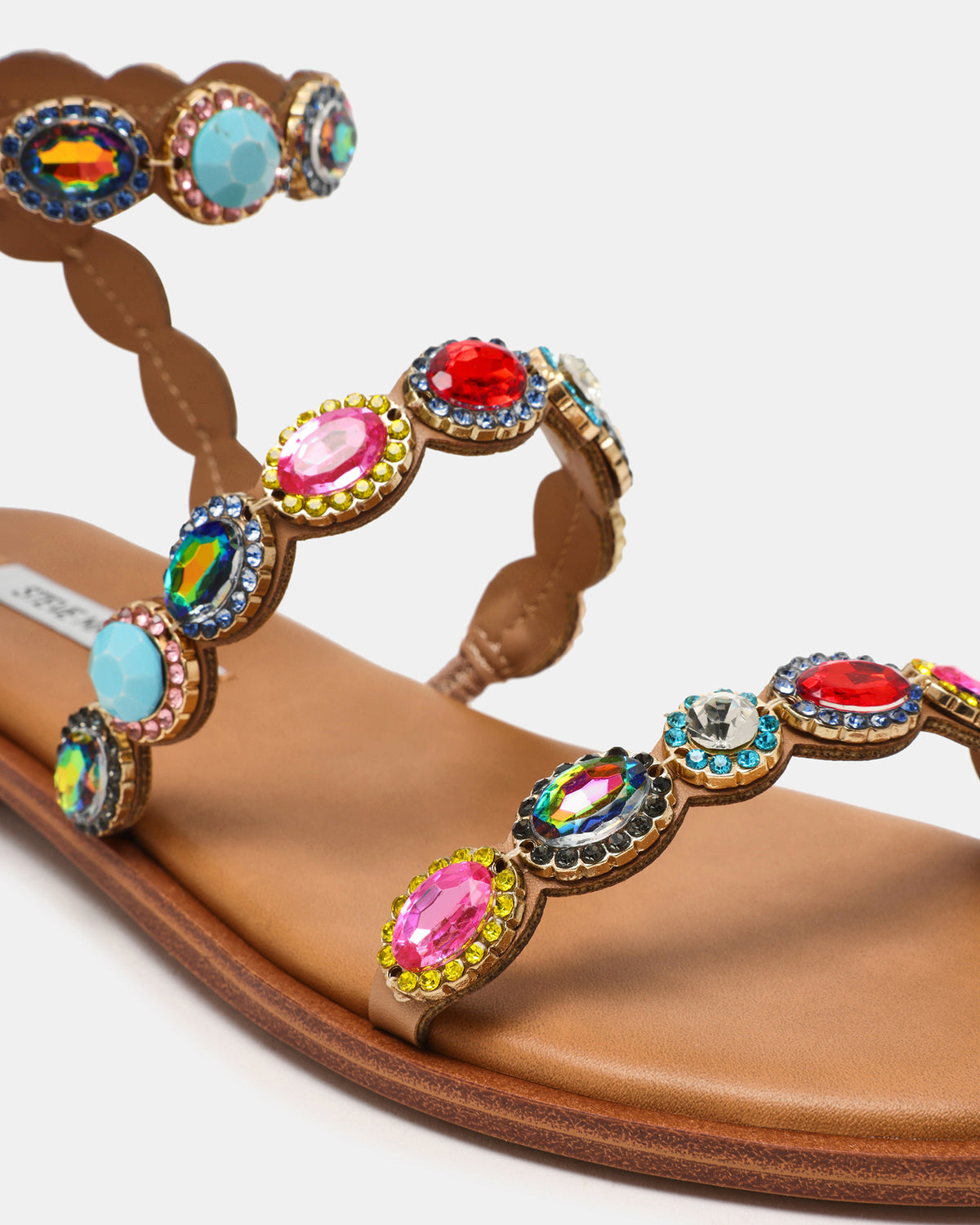 TAWNIE Bright Multi Stone Strappy Ankle Strap Women's Sandal