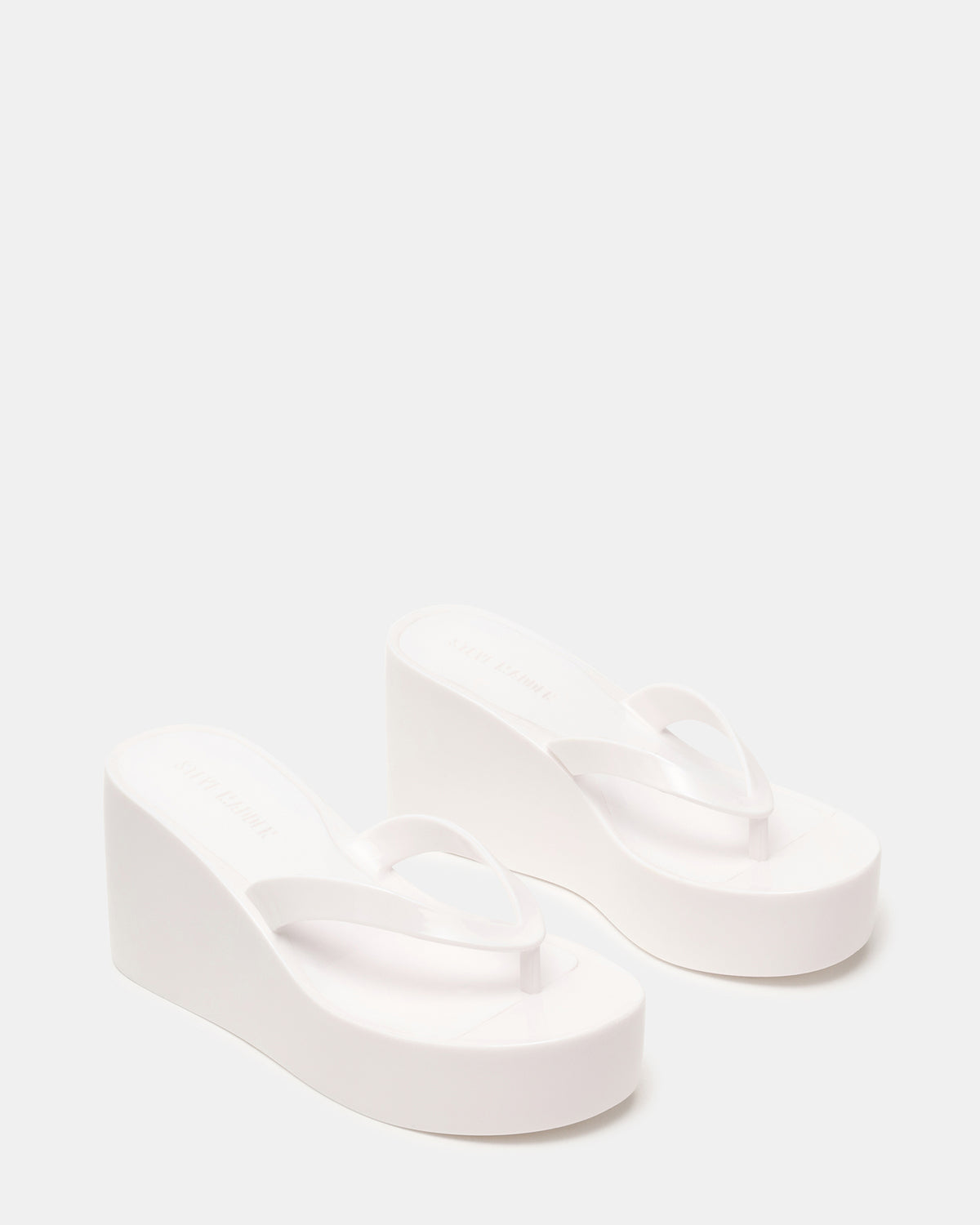 JELLA White Thong Wedge Women's Platform Sandal