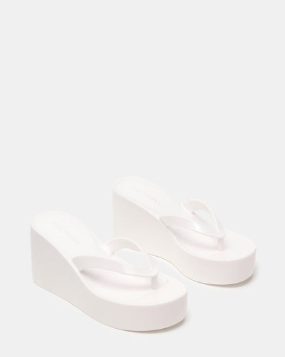 JELLA White Thong Wedge Women's Platform Sandal