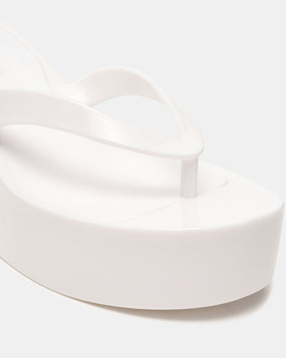 JELLA White Thong Wedge Women's Platform Sandal