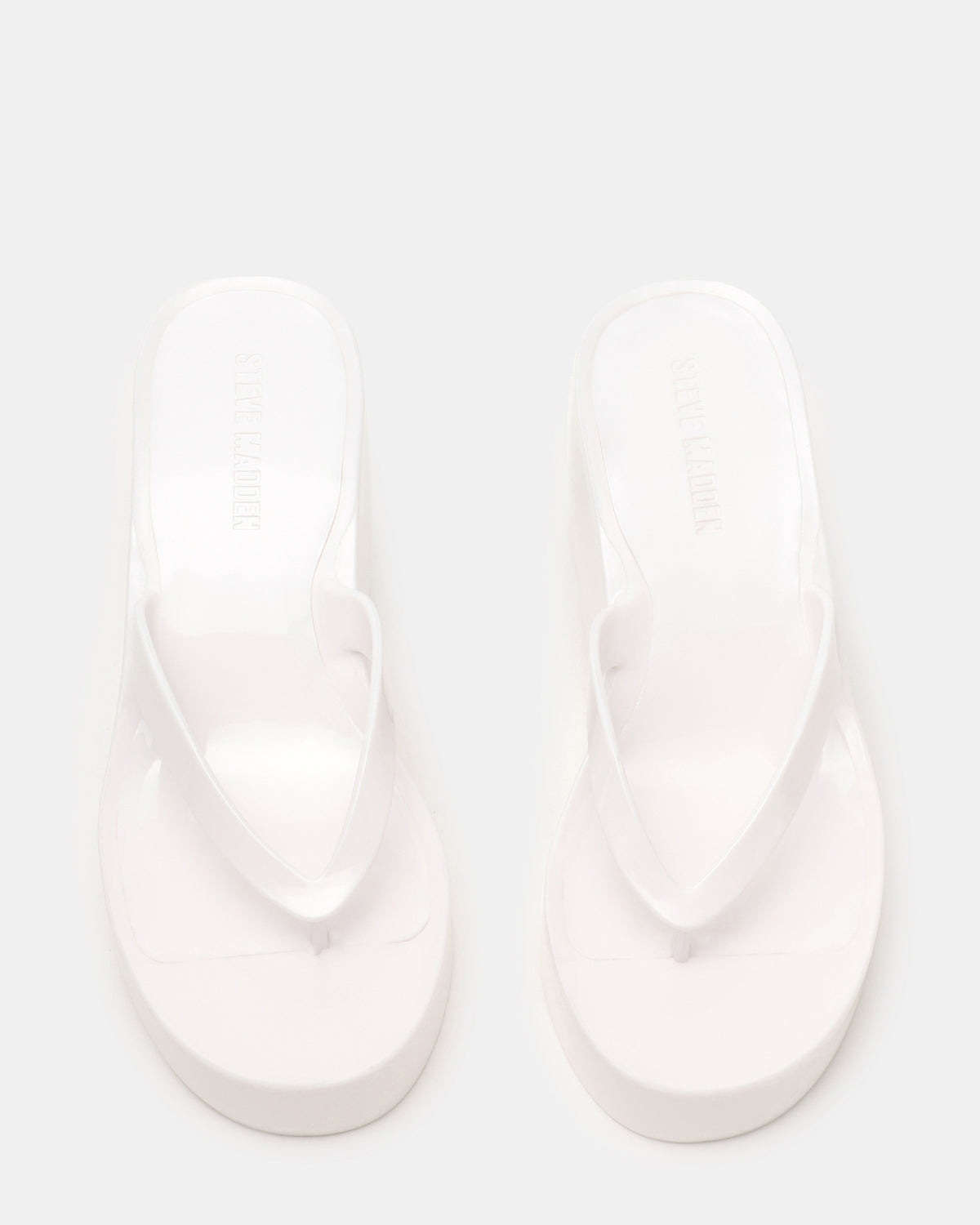 JELLA White Thong Wedge Women's Platform Sandal