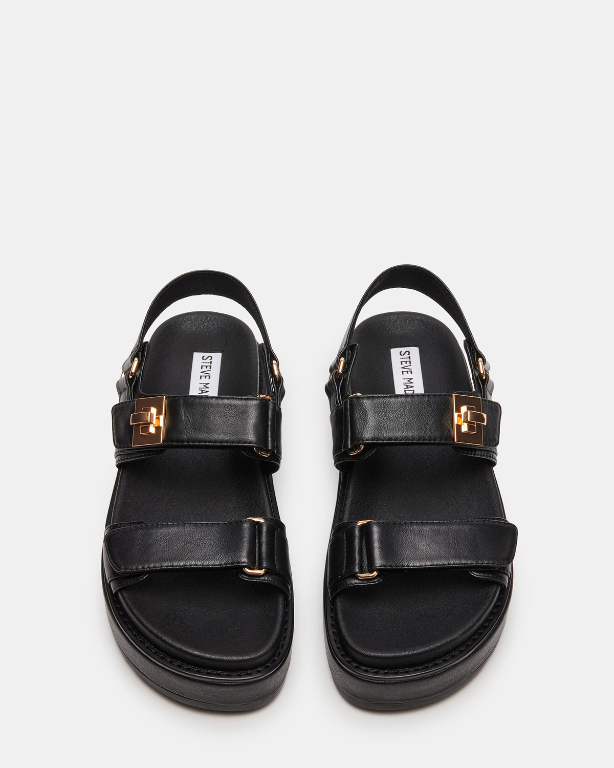 BIGMONA Black Leather Women's Platform Sandal