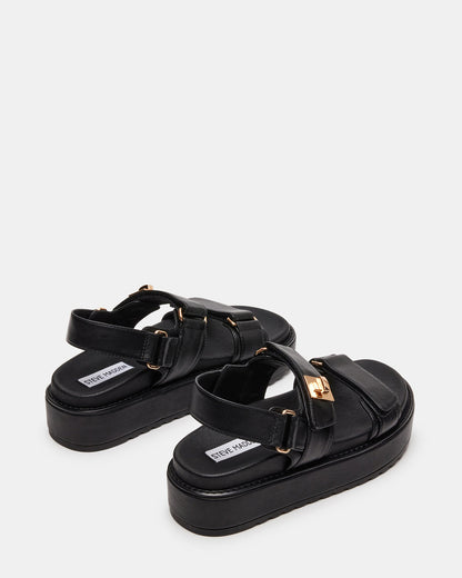 BIGMONA Black Leather Women's Platform Sandal