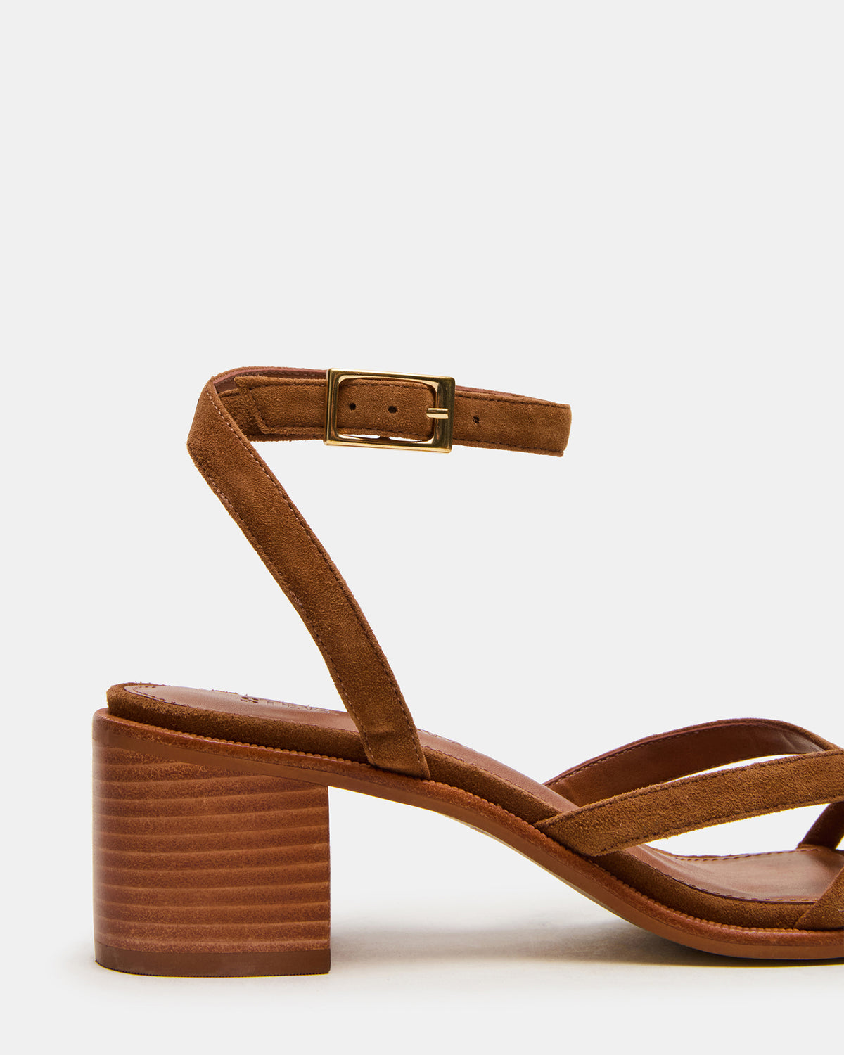 TILLY Chestnut Suede Square-Toe Block Heel Strappy Women's Sandal