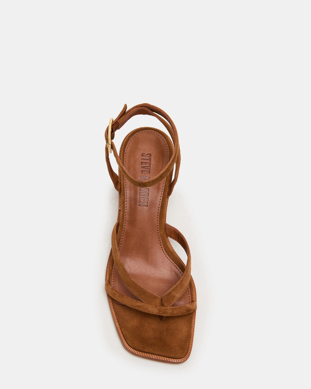 TILLY Chestnut Suede Square-Toe Block Heel Strappy Women's Sandal