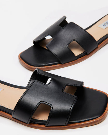 HADYN Black Leather Sandal | Women's Designer Sandals