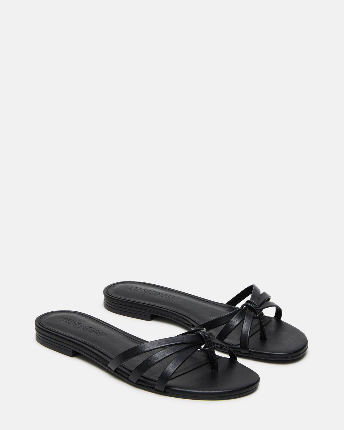 CALISSI Black Leather Strappy Slide Women's Sandal