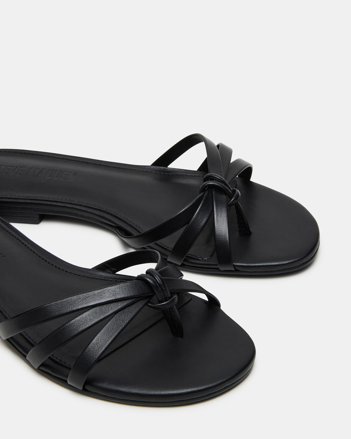 CALISSI Black Leather Strappy Slide Women's Sandal