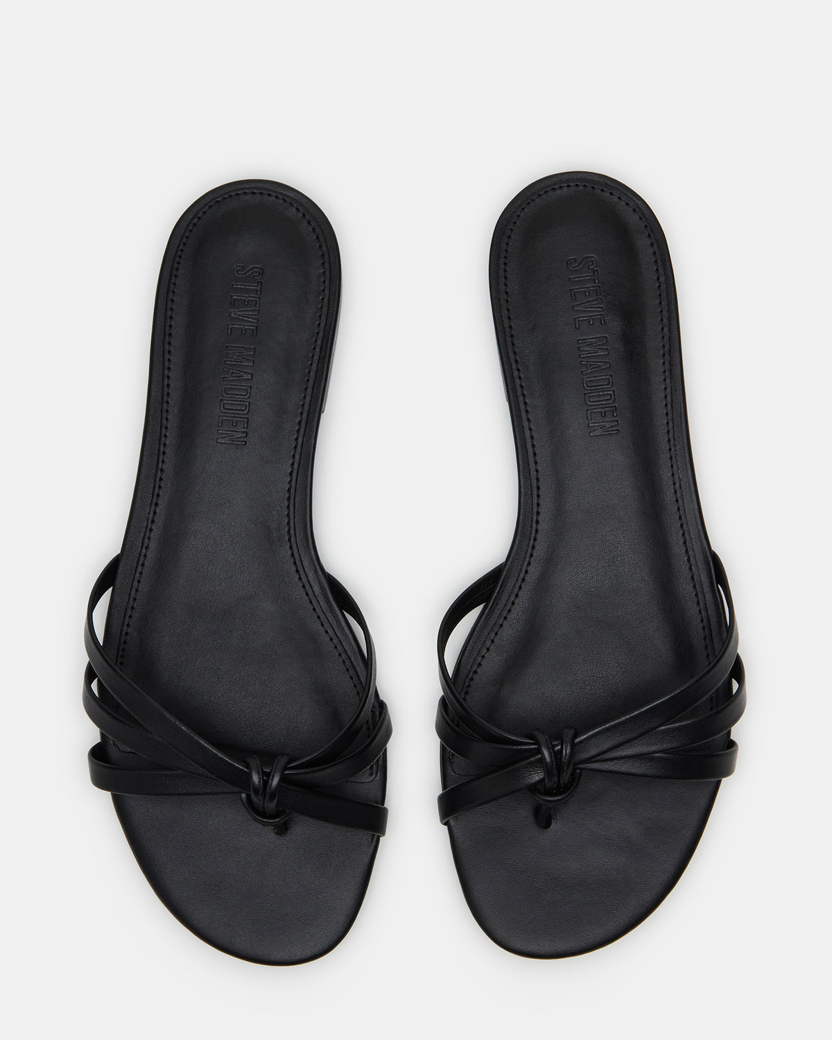 CALISSI Black Leather Strappy Slide Women's Sandal