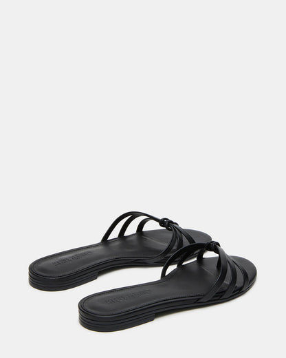 CALISSI Black Leather Strappy Slide Women's Sandal