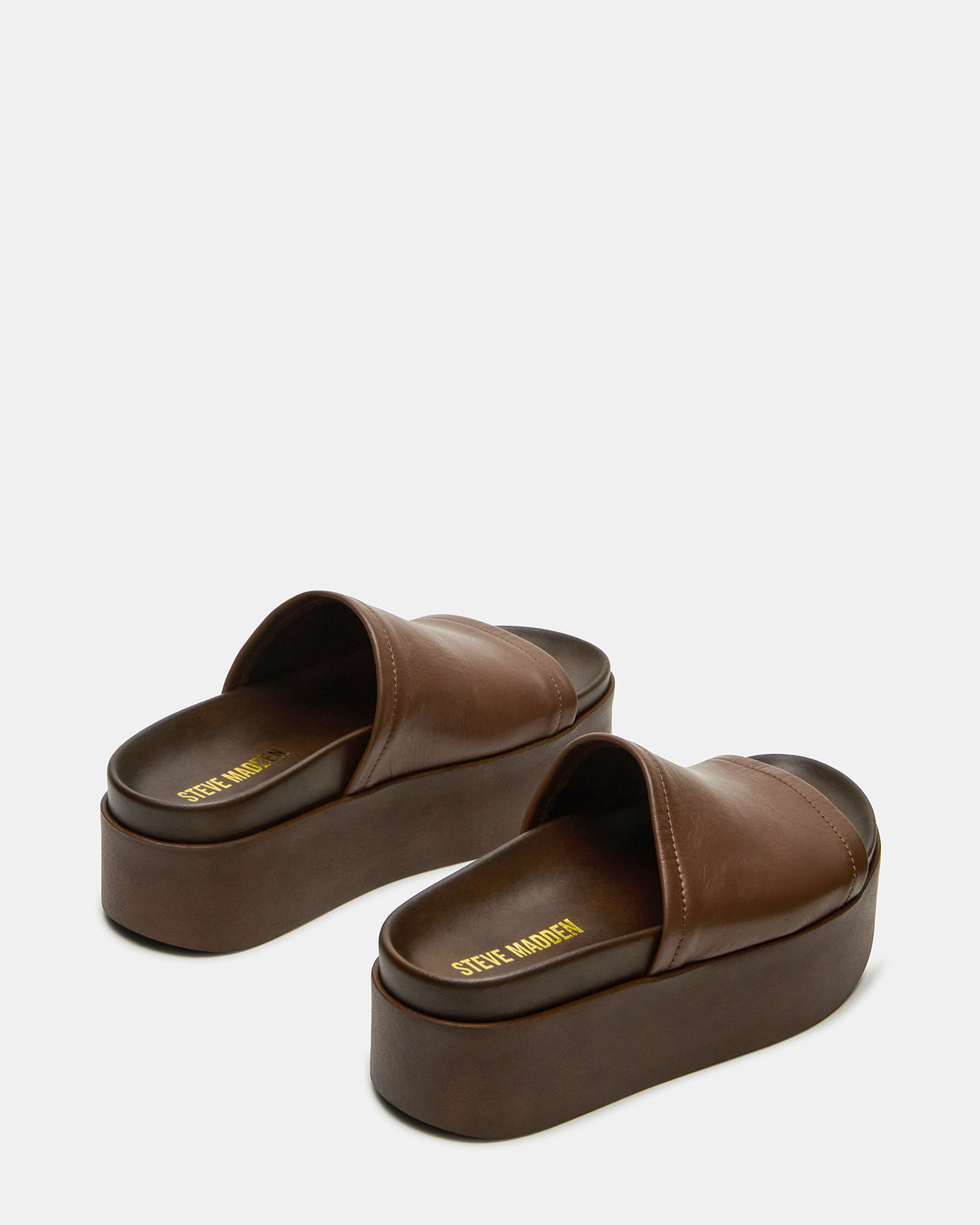 ARWEN Brown Leather Women's Platform Footbed Slide Chunky Sandal