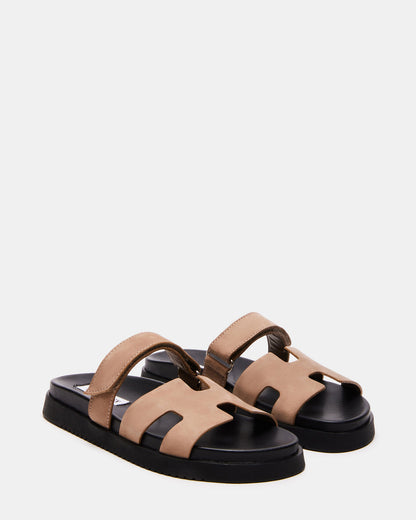 MAYVEN Tan Nubuck Flatform Slide Women's Sandal