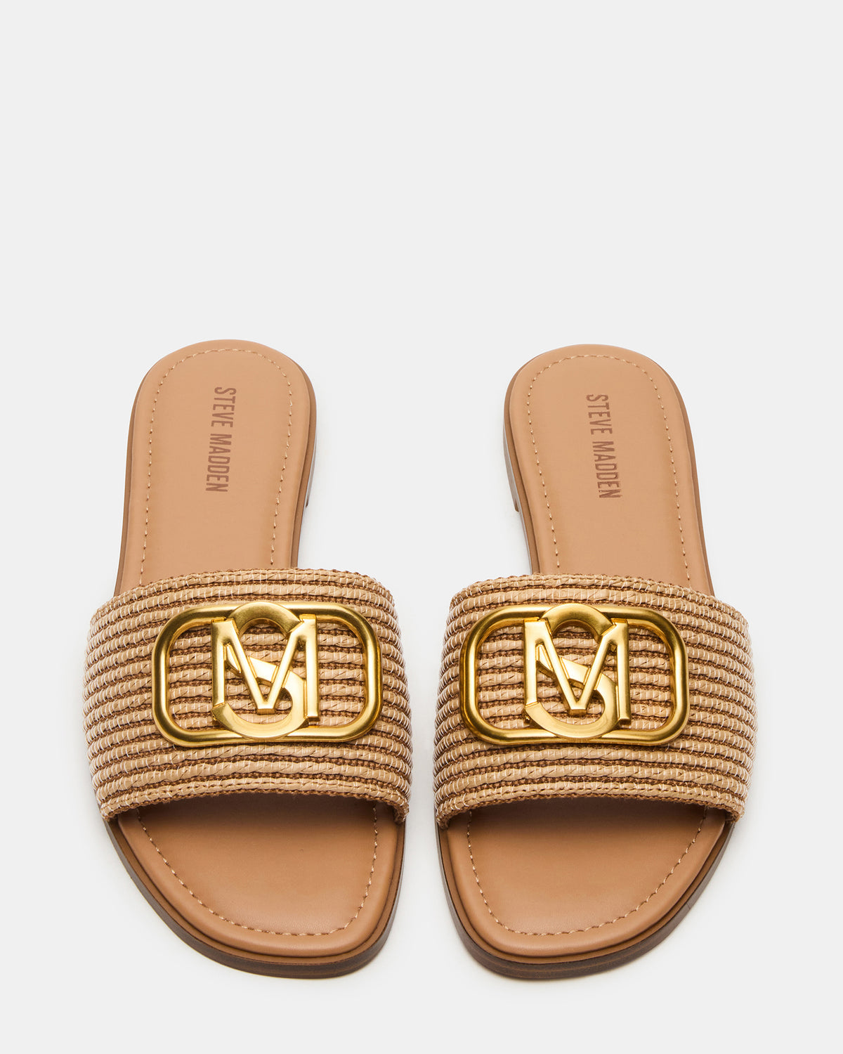 KORA Natural Raffia Gold Detail Slide Women's Sandal