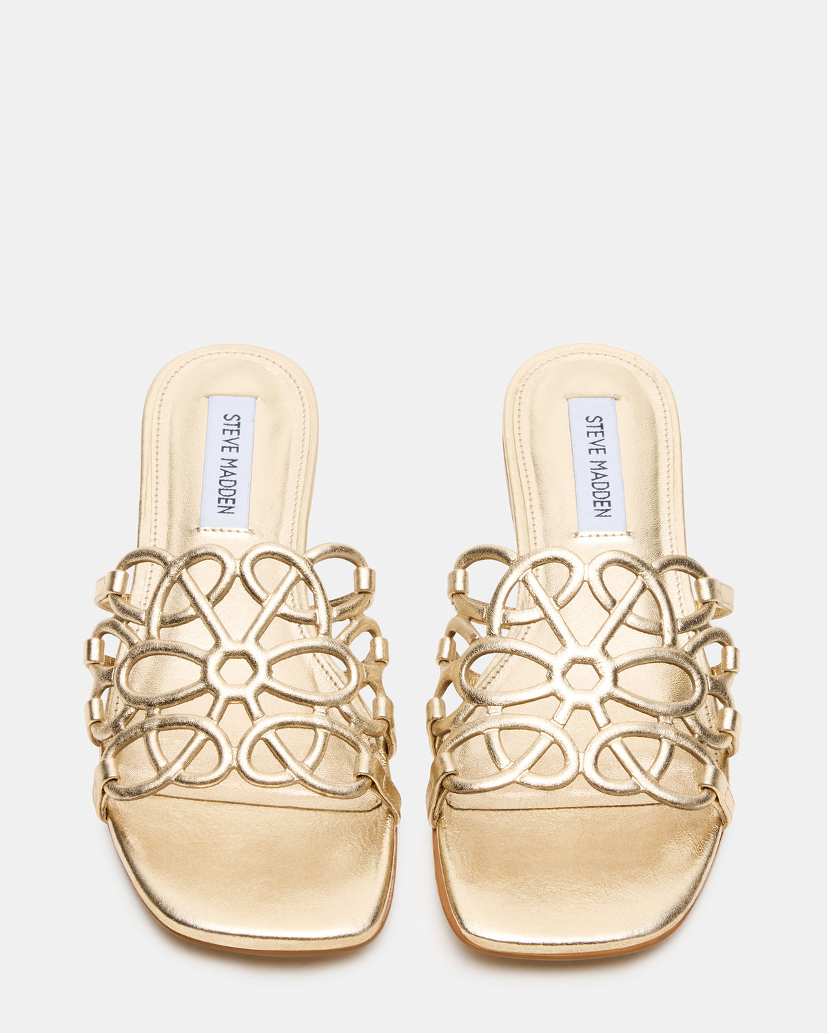 LOTUS Gold Leather Square-Toe Slide Women's Sandal