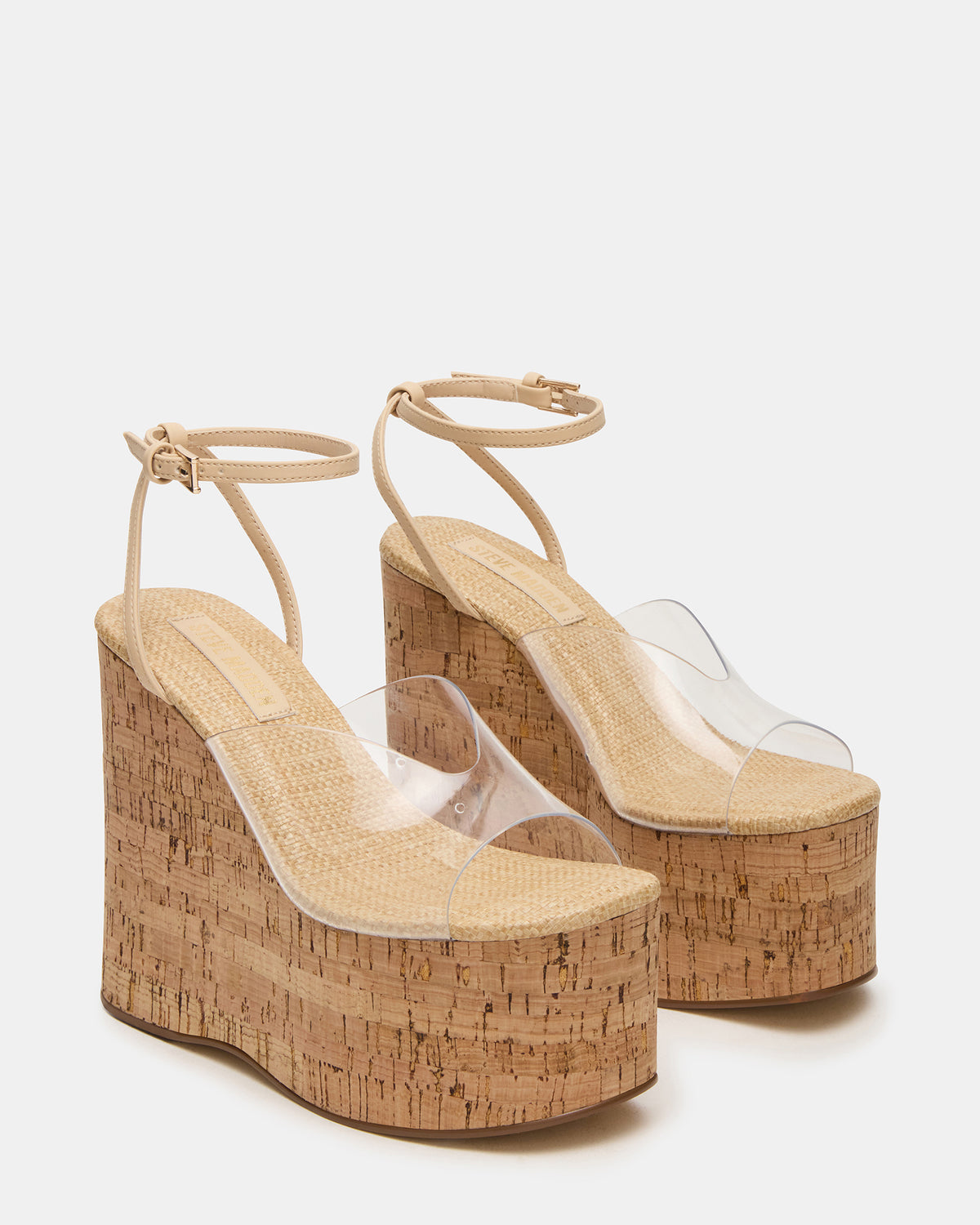 SINAI Clear Square-Toe Platform Wedge Strappy Women's Sandal